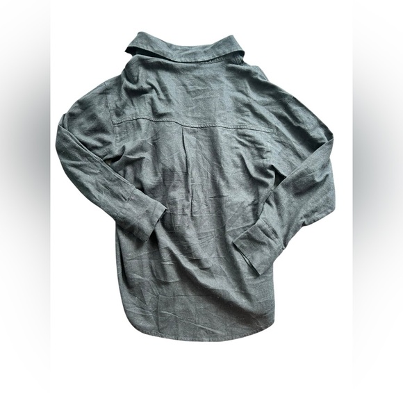 Abercrombie and Fitch Oversized Button Up Shirt in Black Size XXS Linen Blend - Picture 7 of 9